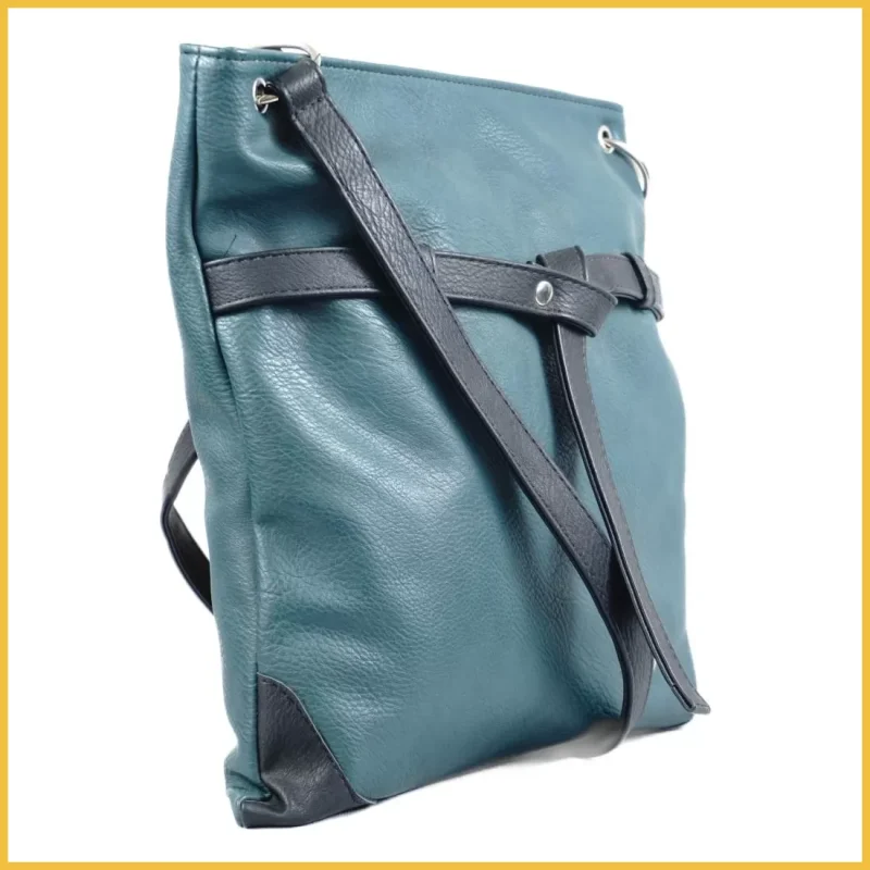 VIA55 női keresztpántos táska díszcsomóval, rostbőr, zöld taskaexpress-hu b